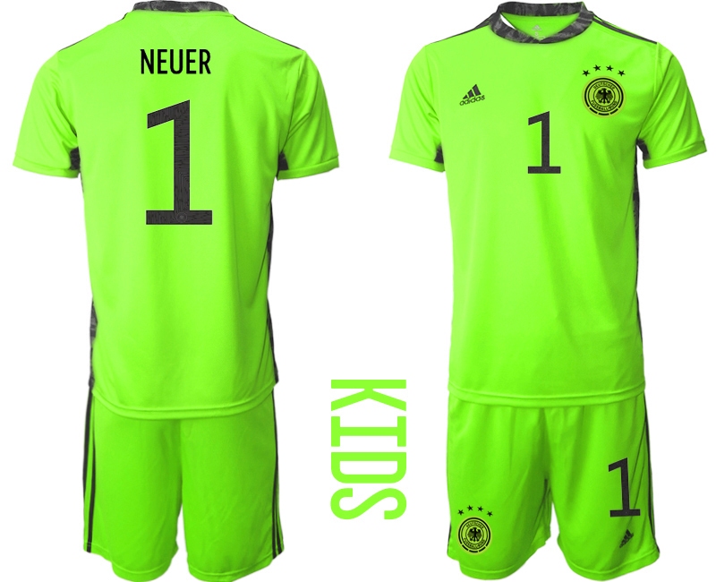 Youth 2021 European Cup Germany green goalkeeper #1 Soccer Jersey1->germany jersey->Soccer Country Jersey
